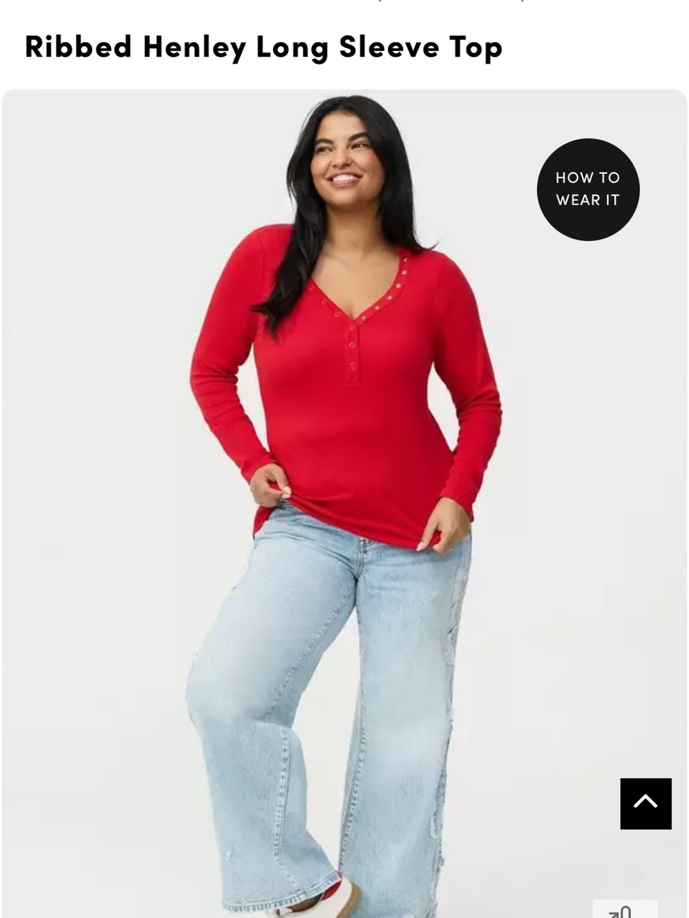 torrid Red Ribbed Henley Long Sleeve Top